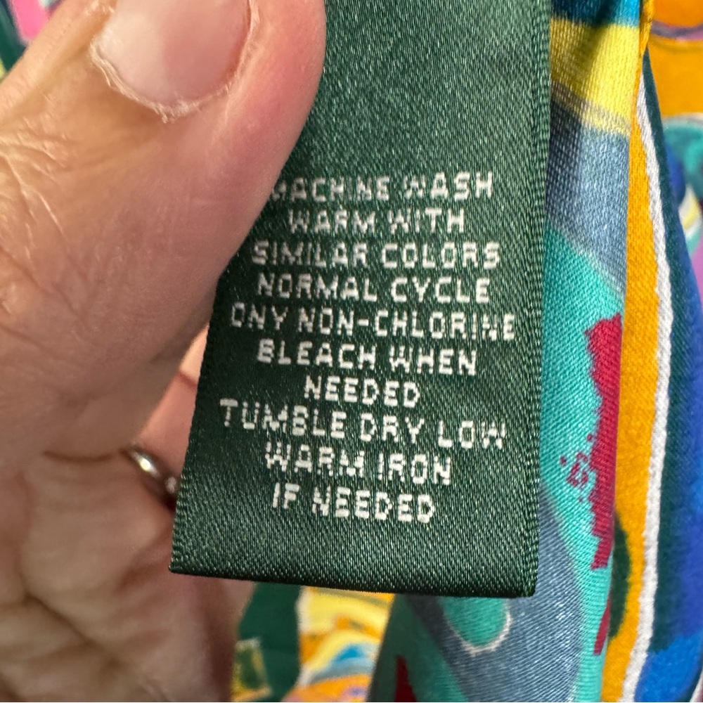 Ralph Lauren Green and Yellow Casual Button Down Shirt large - Picture 7 of 8